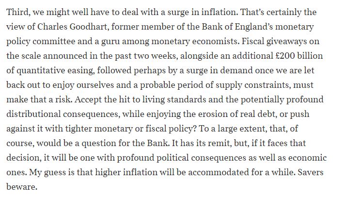 How to respond if, as is plausible, inflation spikes upwards