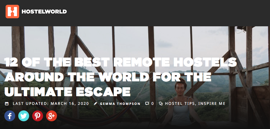 GirlsThatTravel's tweet photo. Good morning! I recently wrote an article for @hostelworld featuring the best remote hostels for the ultimate escape, some gorgeous places @7FellsHostel @hostellingscot @hicanadahostels @ElundiniB @HIUSANorCal @TeNikauRetreat 
we can at least be armchair travellers for now 😊 https://t.co/xreYTZW95V