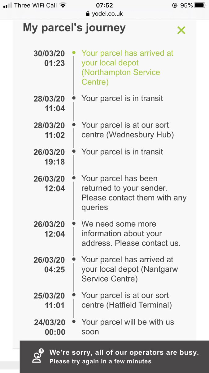 carys_fox's tweet photo. @YodelOnline please could you help and explain why my parcel is going around the world. Nantgarw is my local depot not Northampton. I have contacted the seller and all my address details are correct. Thank you https://t.co/M2QsHGV2s4