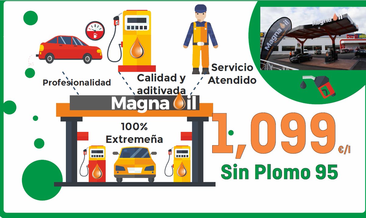 MagnaOil's tweet photo. ✅ 1,039 €/l #GasóleoA ⛽️
✅ 1,099 €/l #SinPlomo95 ⛽️
📍 #Cáceres #ElVivero
🗺️ COMO LLEGAR: https://t.co/P3EjfVuSz8
#FelizLunes https://t.co/9ThOhKNKId