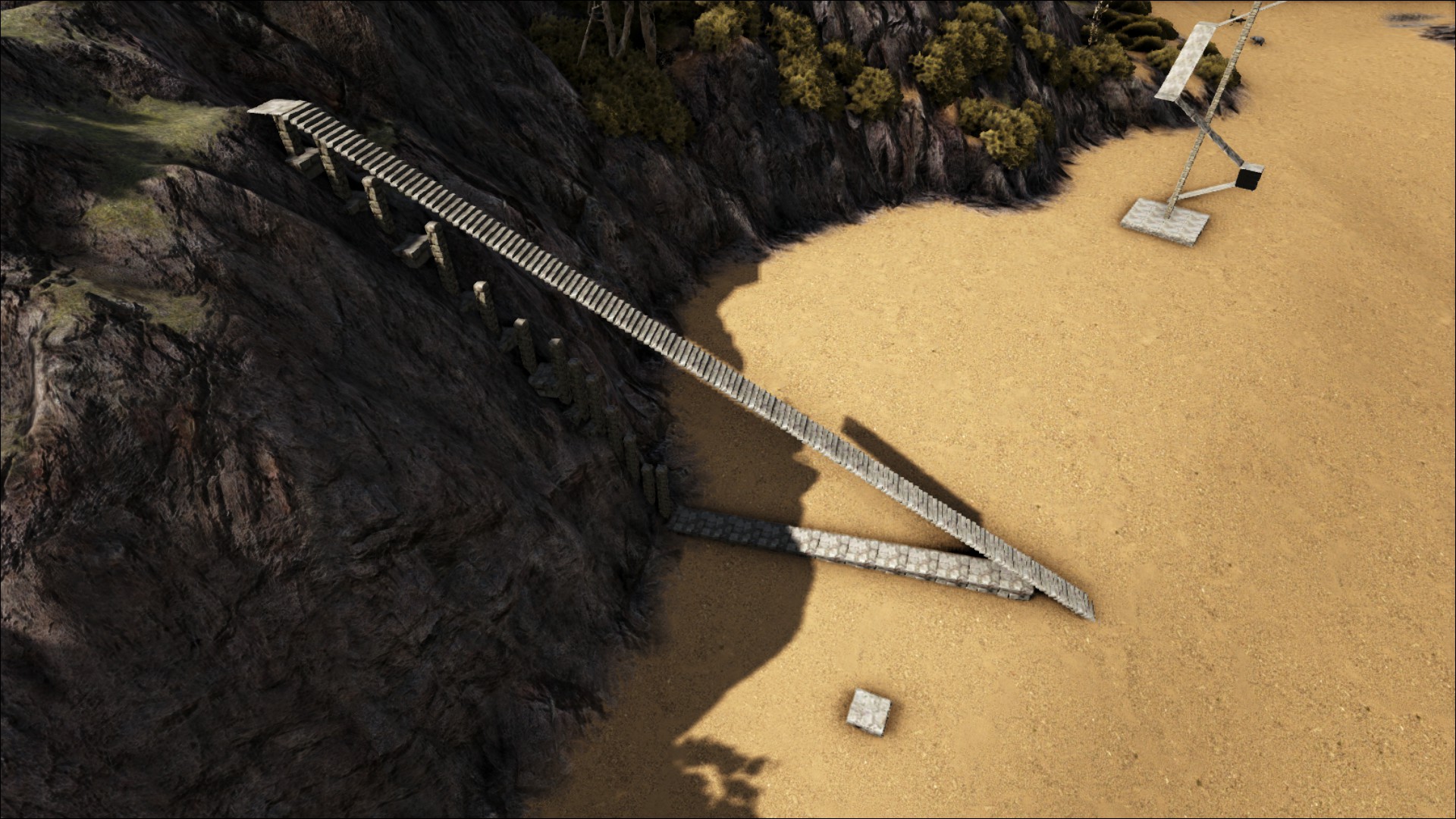 海鼠 先程のark建築の謎法則を使ったら出来ました 終わり以外は直接柱に触れていません 途中の崖に柱を少し伸ばし 無理やり 土台を斜面にめり込ませることで上に支え判定が生まれてます T Co Jluerxy1xk Twitter