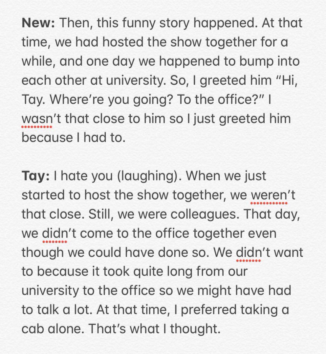 Some of their interviews about their 1st impression about each other https://twitter.com/casuarineslove/status/1200377981778087936?s=21and some interviews but i can't dig back who translated it.but in summary, they were not close before & even disliked each other   https://twitter.com/casuarineslove/status/1200377981778087936