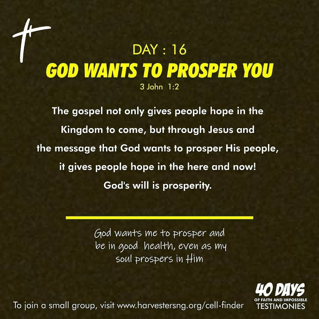 HarvestersLekki's tweet photo. Day 16 | #40daysoffaith
God's plan for YOU is that you prosper all round, even financially. Your prosperity is an exhibit of His glory! https://t.co/5zTlUL4U4f