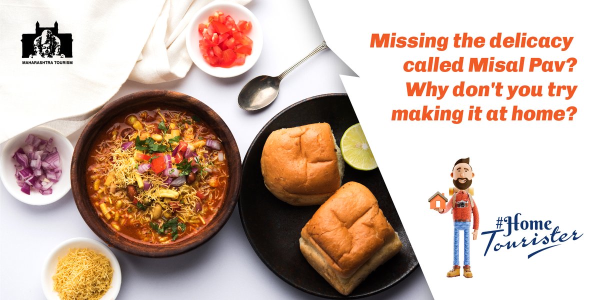 maha_tourism's tweet image. If you have visited Maharashtra even once in your lifetime you must have tried or heard of #MisalPav. Now you can try this authentic #MaharashtrianDish at home. Due to #Coronaviruspandemic, we are urging people to stay at home &amp;amp; stay safe. #HomeTourister #MaharashtraTourism