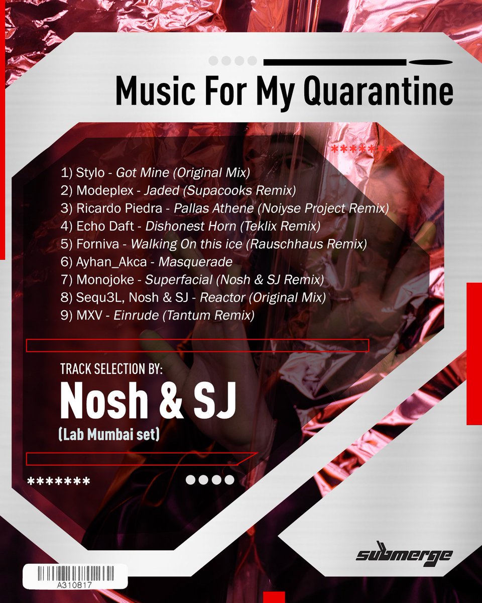 Submergemusic's tweet image. Today's episode of #MusicForMyQuarantine brought to you by @noshnsj  😎

This also happens to be the tracklist from their #LabMumbai set. Check it out on YouTube! 😊 youtu.be/uATFbWMfMHc