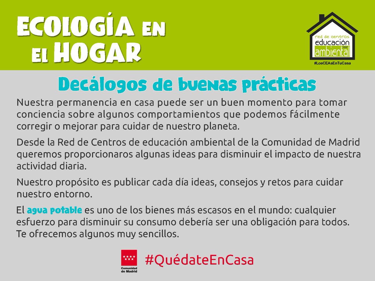 CENTROCAMPILLO's tweet photo. ¡Buenos días! Comenzamos la semana con unos consejos para reducir el consumo de #agua. Cambiar los baños por duchas o cerrar bien los grifos nos puede ayudar a ahorrar litros 💧 ¿Y tu que haces para que tu casa sea un #Ecohogar? 🏡#CampilleandoDesdeCasa #LosCEAsEnTuCasa https://t.co/hxwmiVYDqg