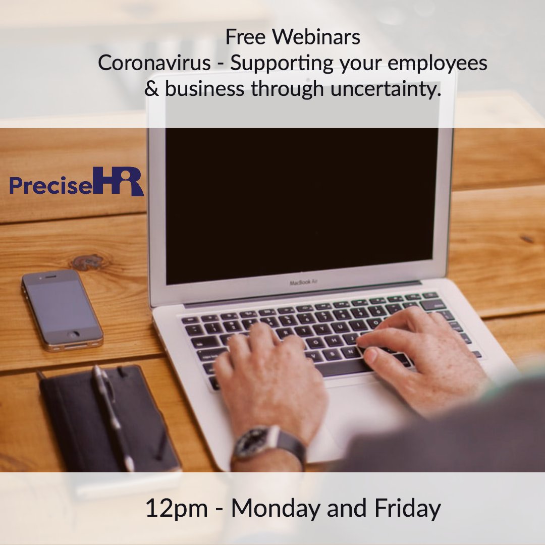 Join us today 12pm.
Free Webinar - Coronavirus - Supporting your employees &amp; business through uncertainty.
You can join our free webinars every Monday and Friday at 12pm. No need to register, just log in with the link below. 
lnkd.in/d34sDeP #COVID19