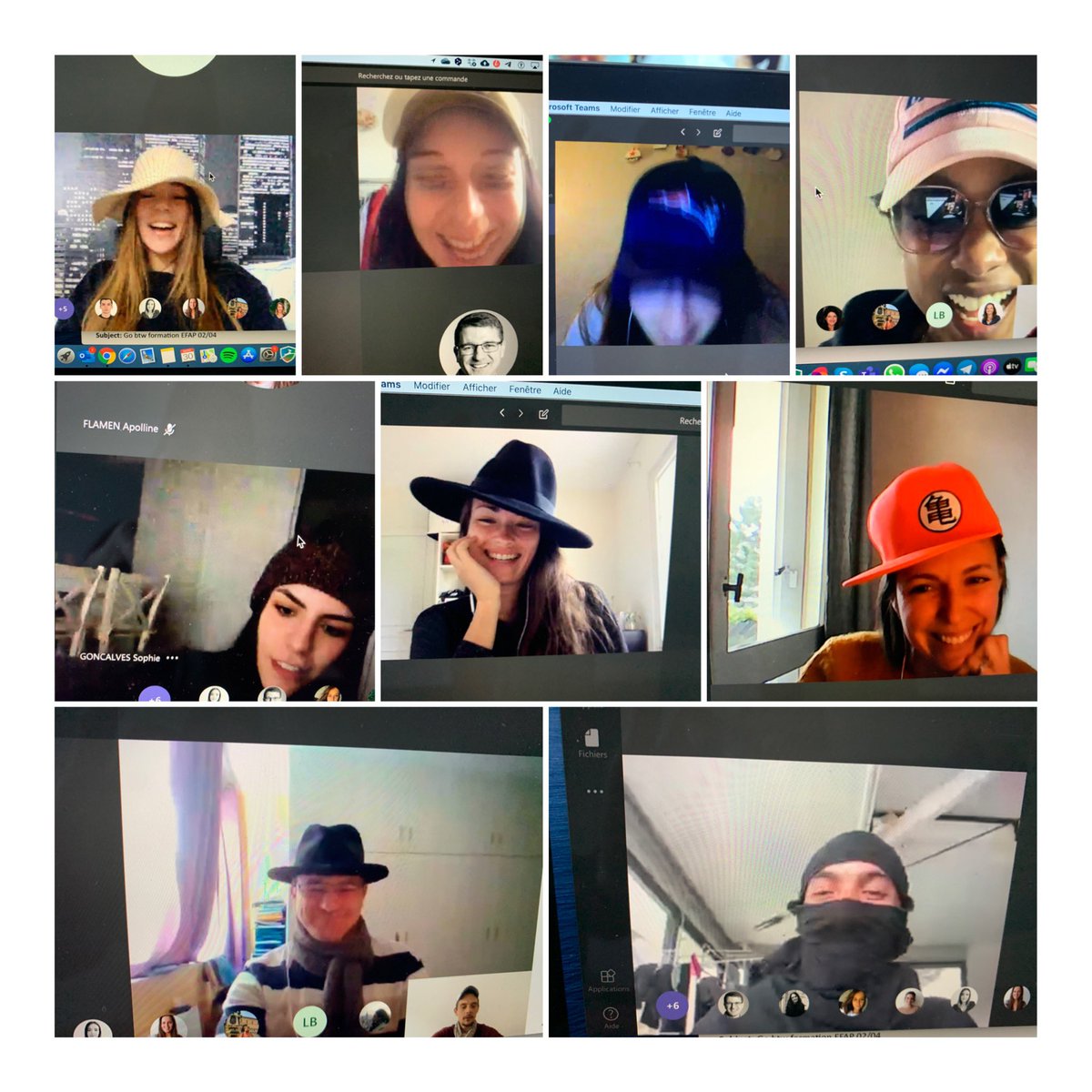 Appel du jour à Bordeaux et on démarre le new challenge 

Après le #Fluo place au #couvrechef 😁

#mbadmb #onalapatate #teams #efapathome #RestezChezVous