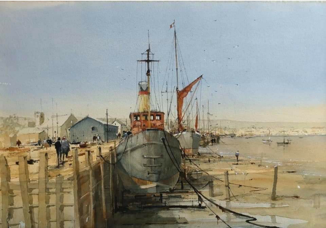 Painted from sketchbook images while self isolating by Academician David Norman SWAc, ' Summer at Malden'. #swacart