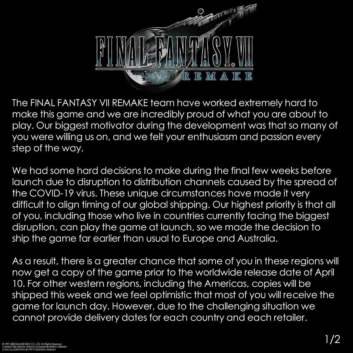FF7リメイク、一部の地域は前倒しで発売されている模様！