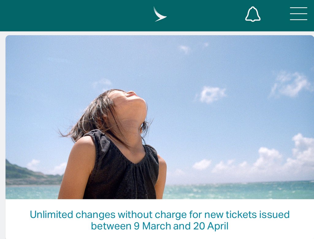 LadyGaydar's tweet photo. @WhichUK @cathaypacific offered me a refund! Although I had to #rebook, the new ticket allows me unlimited changes without charge!! 👍 #COVID19 #StayHome #SocialDistancing #StaySafe https://t.co/05p0vJ7p5k