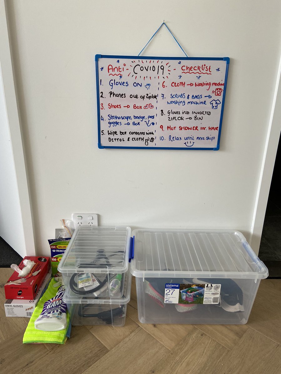 blu_stethoscope's tweet photo. When you both work in ED...voila, anti-COVID decontamination station ✅🏥👩🏽‍⚕️👩🏼‍⚕️ #PPE #stopthespread #covid19 #covid19aus @_JaneHamilton https://t.co/d2xcLtGM5W