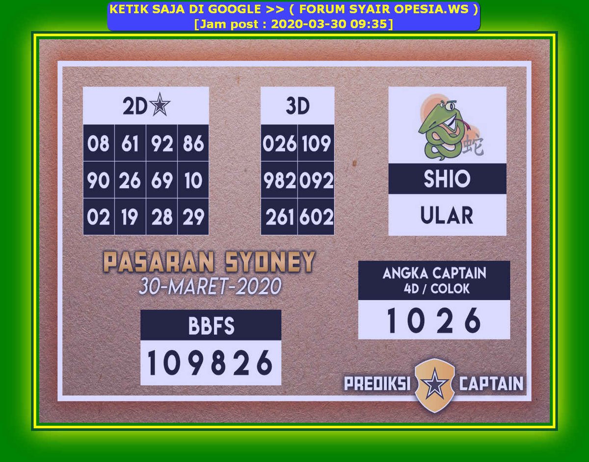 Auf Twitter Bocorantogelsydney Prediksitogelsdy Syairtogelsydney Bocoransdy Prediksi Sdy Angka Main Sydney Https T Co Jdffuqkrdh Https T Co Yjbuewj3vb