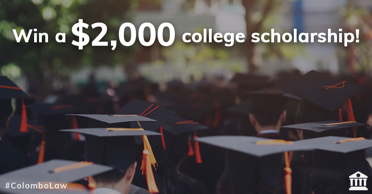 ColomboLaw's tweet photo. It's the final countdown! 

Seniors, you're so close to graduation and even closer to winning a $2,000 scholarship! Essays are due at midnight this Wednesday night! 

Enter here: https://t.co/spK9rggcj7 

#CollegeScholarship #PreventDistractedDriving #ColomboLaw https://t.co/X8bdix1o4U