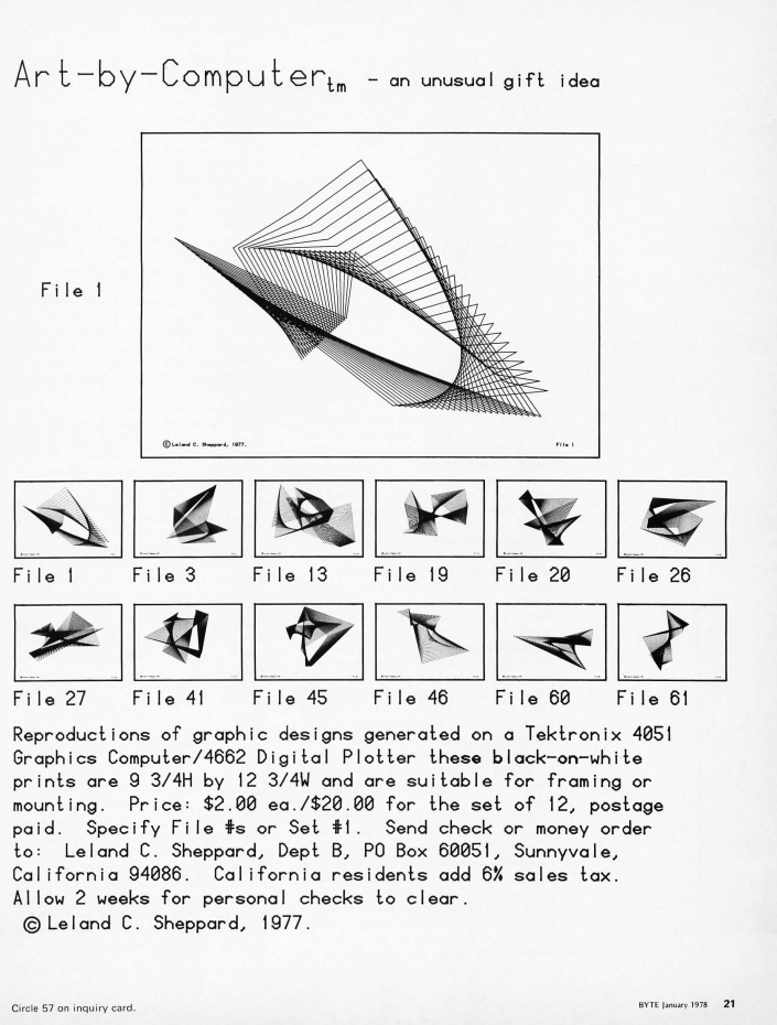 "Art-by-computer™ - an unusual gift idea." 1978.