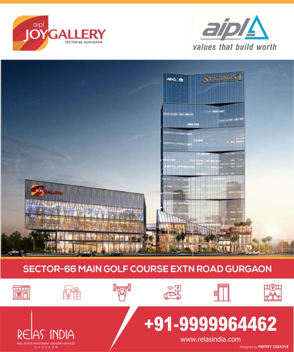 #aipl #JOYGALLERY
Sector-66 main Golf course extn road Gurgaon.

FOR MORE DETAILS
Get Your Visit : reiasindia.com
Contact : +91-9999964462

#Aipl_Joy_Gallery #Reias_India #Realestate #Commercial_Project #Investment_Property  
#Restaurants #Office_Space #Gurgaon