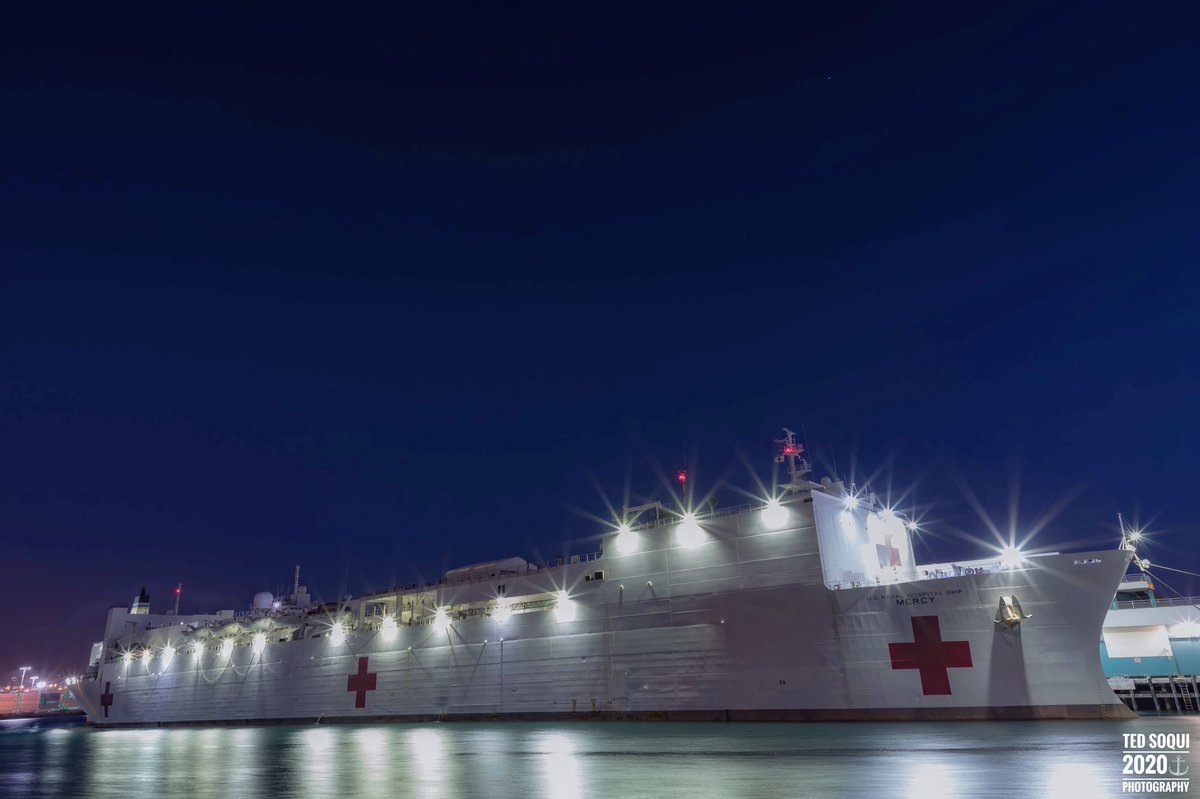 USNS Hospital Ship Mercy docked at the Port of L.A. is now open for business. The 1000 bed ship will attend to non-Covid-19 cases, freeing up local L.A. hospital beds for those affected by the virus. #USNSMercy #usnavy #COVID19 #losangeles