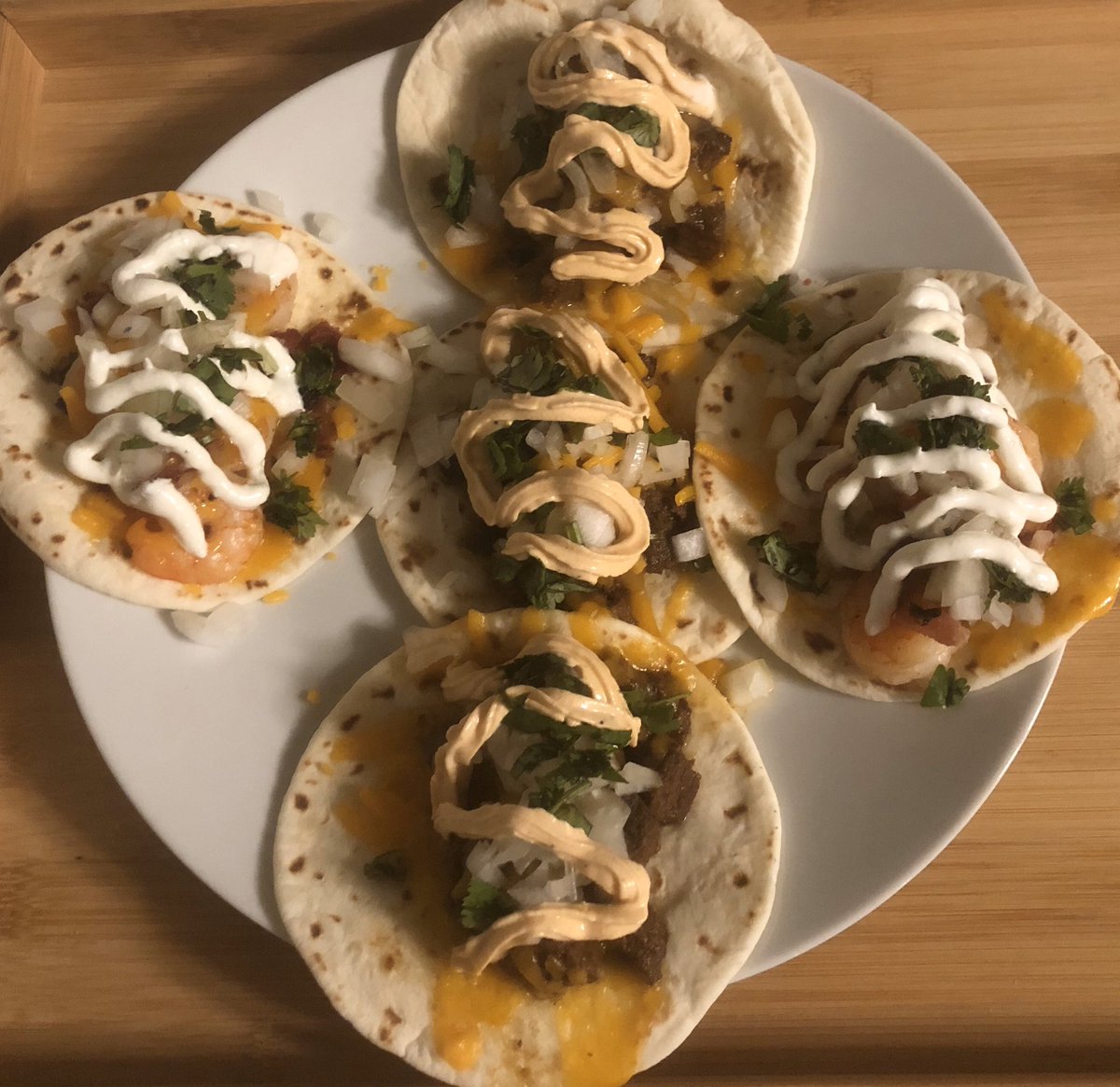 The street tacos were so good last night, had to enjoy them again tonight but added shrimp &amp; bacon street tacos as well. The crema for the shrimp &amp; bacon street tacos include lime - garlic - salt. #StreetTacos #CulinaryHobbiest #ItsWhatsForDinner