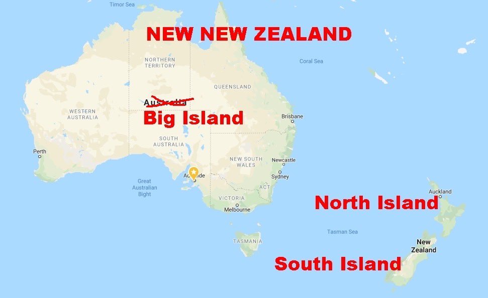 davemacpherson7's tweet photo. From Aussie: “Due to appalling lack of leadership here, and superb leadership over there, let's surrender Australia to NZ immediately. Have them annex us and take control of our government. North Is, South Is, Big Is. #newnewzealand 
Share away everyone...let's get this done” https://t.co/2NFGDq1kV3
