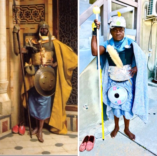 TigerBoxingGym's tweet image. When I am not #boxing in my backyard , #workingout with my son @LionHeart7700, I'm keeping myself positive by being #creative and making #art with my wife.  Art = Stress relief. Today it was the Getty Art #ChallengeAccepted  @GettyMuseum Palace Guard by Ludwig Deutsch