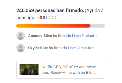 Another day goes by, another 1000 signatures gained.Less than 5k to reach 250k. At least we have some good news for today. March 30, 2020.00:35 am. #renewannewithane