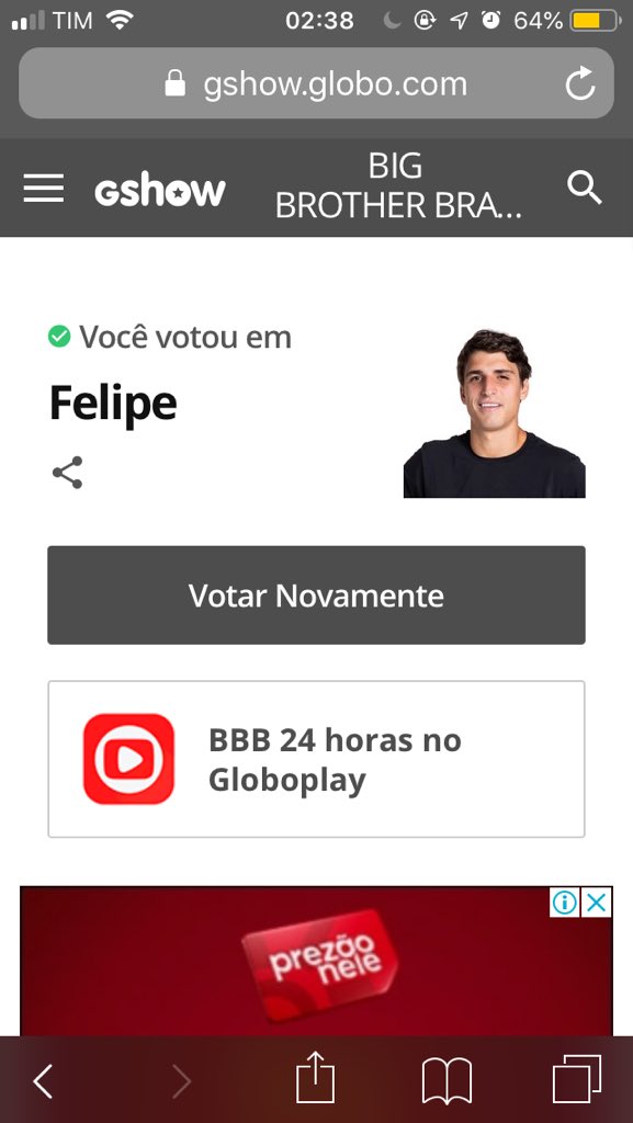 gabrielrock180's tweet photo. Fiz minha parte!!! Corre lá no Gshow e vote quantas vezes quiser...Tchauzinho Prior #ForaPrior #BBB20 borá eliminar esse último homem escroto, antes do pior. #INSUPORTAVEL #SegundaDetremuraSdv #SegundaLigaDaJusticaSDV #ForaPrior https://t.co/l26S0BKZd9