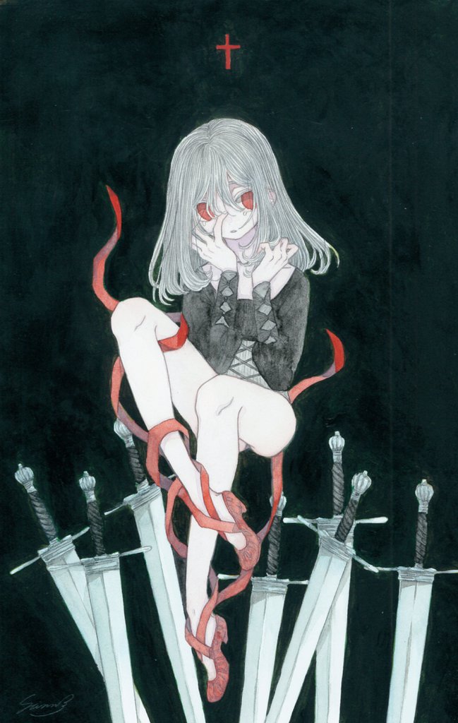 「#二人展Melancholy

「カーレン」～赤い靴～

"お願い神様、許して"」|慎(しん)居たり居なかったりのイラスト