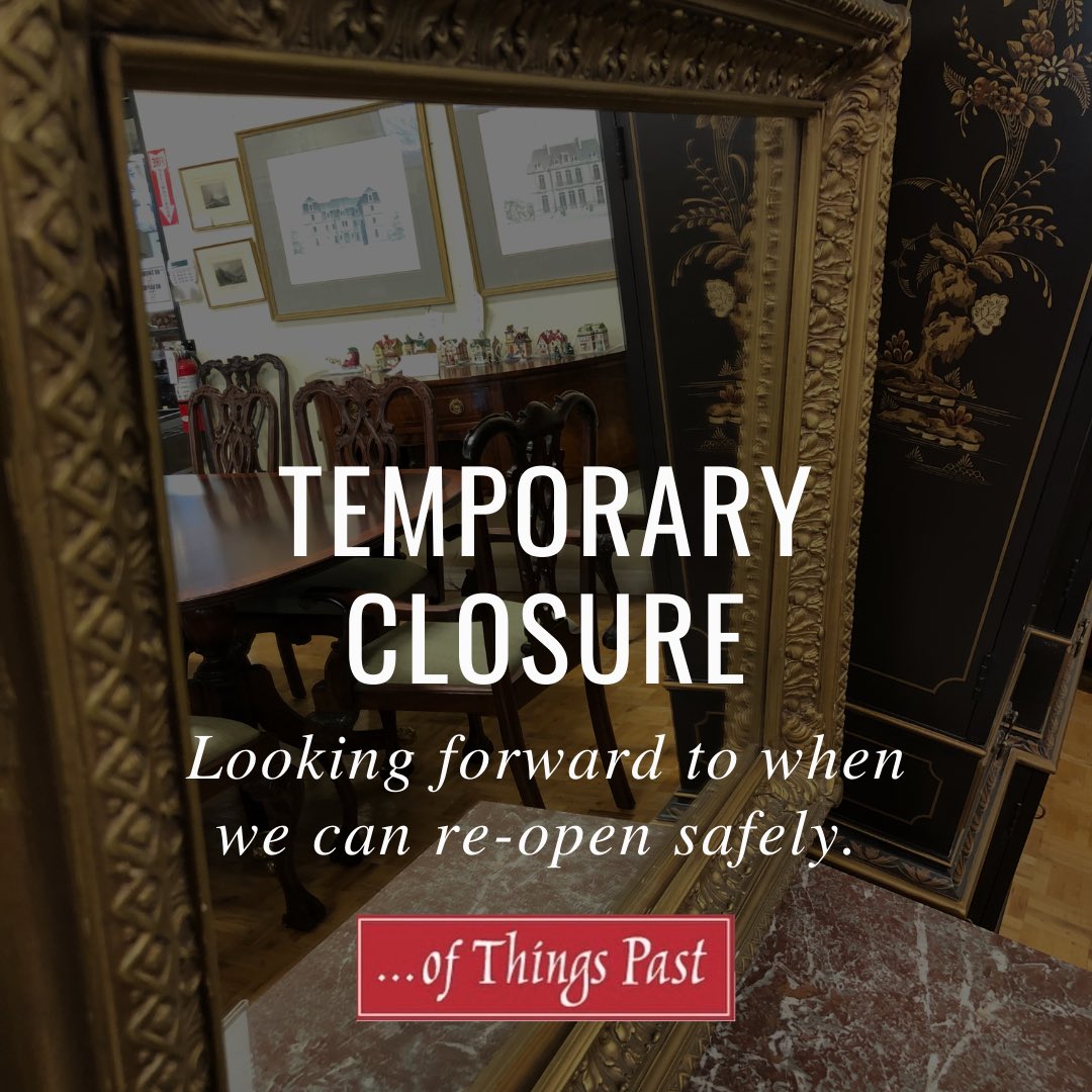 OfThingsPast's tweet photo. Until further notice, our showroom and consignment office will be closed. 
We hope you find refuge in the comfort of your homes and look forward to helping you with your consignment needs when all of this is behind us! 
#WhenCoronaVirusIsOver https://t.co/5HpNLnmKal