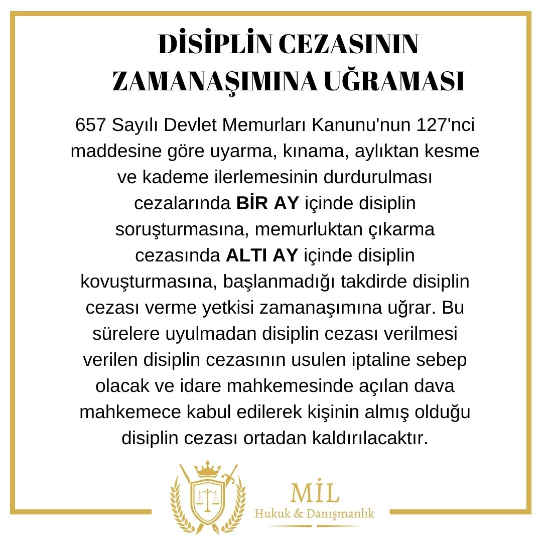 Devlet memurlarına disiplin cezası verilmesi süreye tabidir. Aksi durumda ceza iptal edilir.
 milhukuk.com/blog-detay/pol…  

#cezahukuku #cezaavukatı #disiplinhukuku #disiplinsuçu #disiplin #disiplincezası #iptaldavası #memur #memuralımı #memurdisiplin #memurdisiplincezası