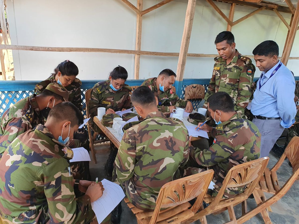 RohingyaResp's tweet photo. #HappeningNow @Rohingya_ISCG and @WHO organized a Training of Trainers on Infection Prevention and Control for #COVID19 #coronavirus for #Bangladesh 🇧🇩Army Medical Officers at the ISCG Hub in Ukhiya. https://t.co/a0SEygRmib