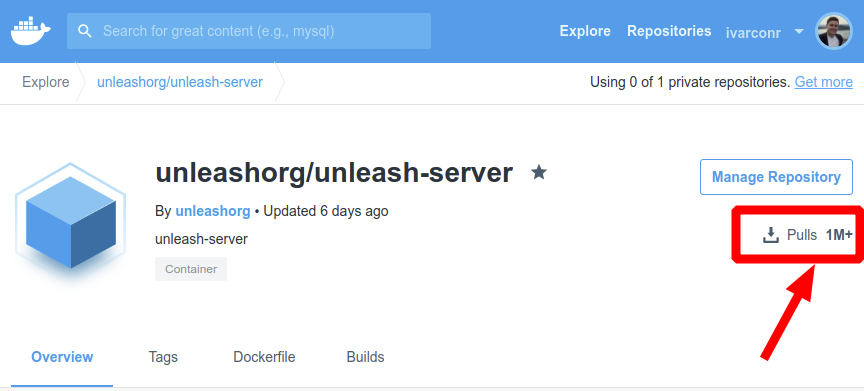 getunleash's tweet photo. Unleash now have more than 1 million downloads for the Open-Source @docker    distribution on @dockerhub.  🍾🍾

Thanks to all contributors! https://t.co/SgaTVD6wZw