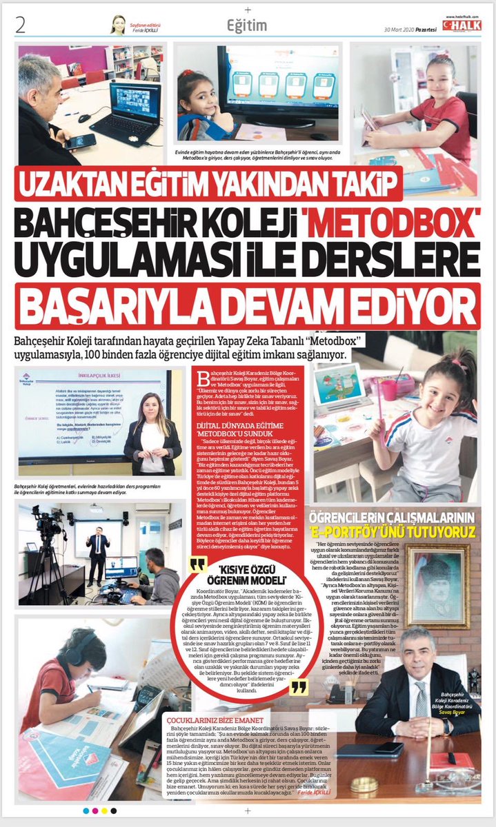 bhcshr_samlise's tweet photo. ‘’Bahçeşehir Koleji, Yapay Zeka Tabanlı uzaktan eğitim platformu @metodbox uygulaması ile Samsun basınında geniş yer buldu.’’ @samsun_gazetesi @HedefHALK @GazeteGercek https://t.co/qtEu23PfB6