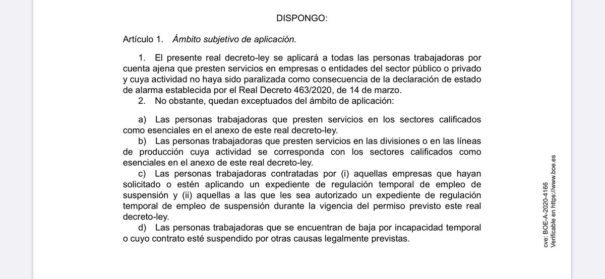 “Las personas trabajadoras como autónomos o empresarios” no se contemplan en este RD
-es un simple olvido o fruto del caos de última hora??
-Pueden realizar su actividad por que no tienen riesgo??
-Será para justificar el cobro de la cuota de autónomos,cotizaciones e impuestos??