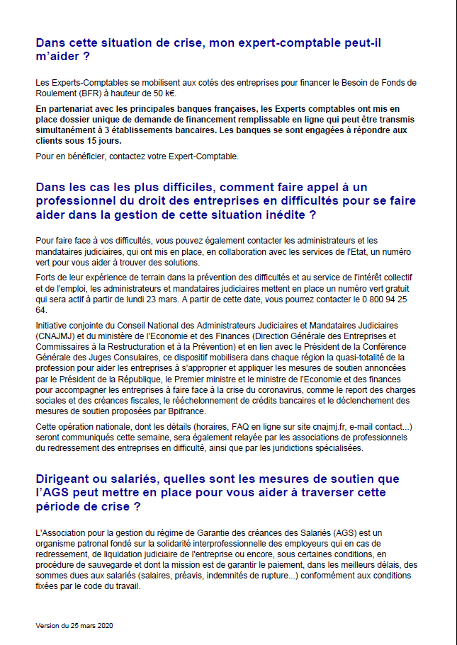 🚦⚠️ Mesures de soutien et d'accompagnement pour les #Entreprises . Sauvons nos entreprises, préservons les trésoreries. Les #expertscomptables vous accompagnent. Prêt 50k€ #Covid_19 #entreprisesendanger #solidarite