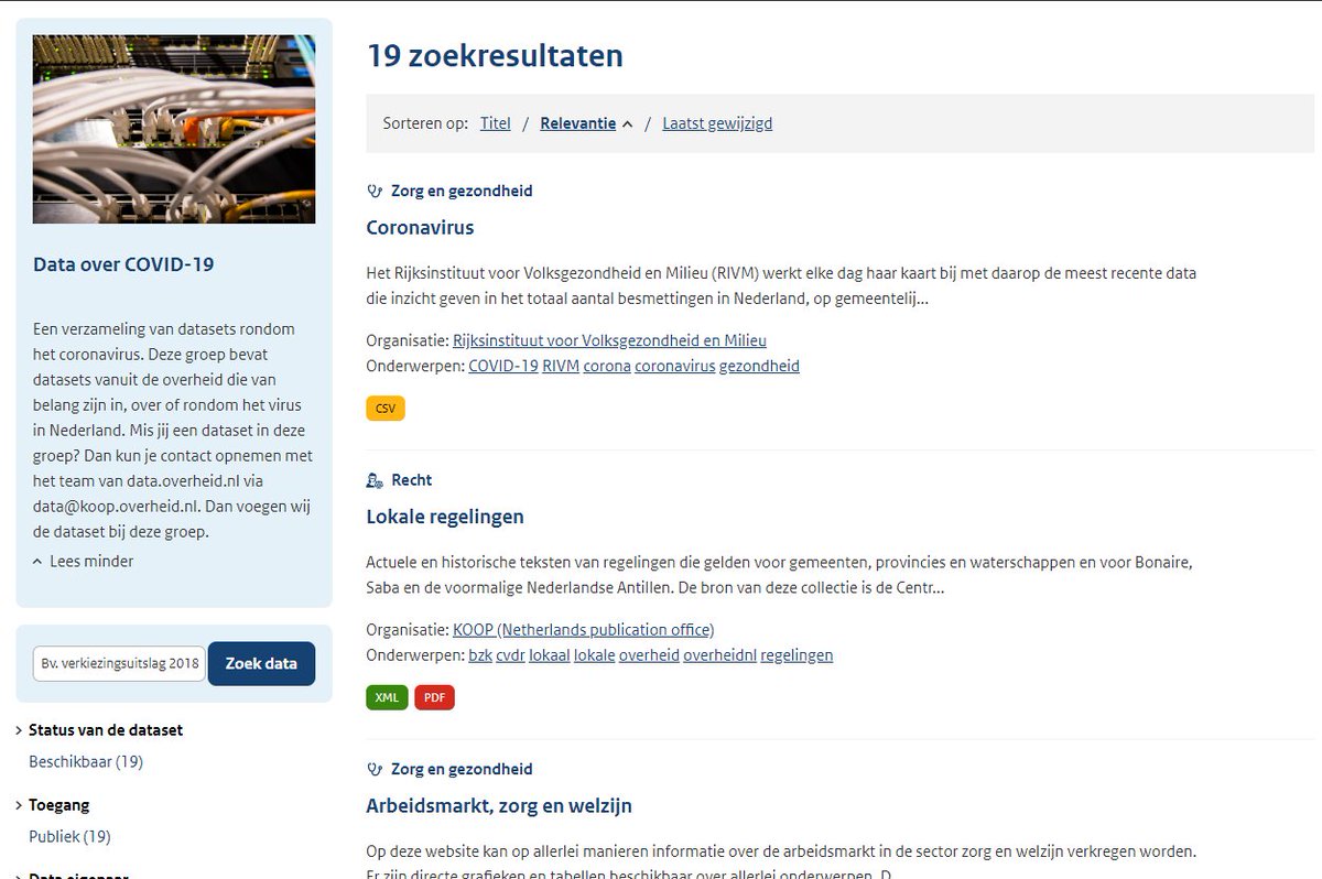 Opendatanl's tweet photo. Op https://t.co/e6WMbgHknO zijn weer een aantal nieuwe datasets toegevoegd aan de groep COVID-19. Bekijk ze hier: https://t.co/1OwsNCckn6. Ontbreekt er een dataset? Laat het ons weten. #DONL #nationaledataportaal #opendata #overheidsdata #COVID19 #corona https://t.co/8j9HqeKShS