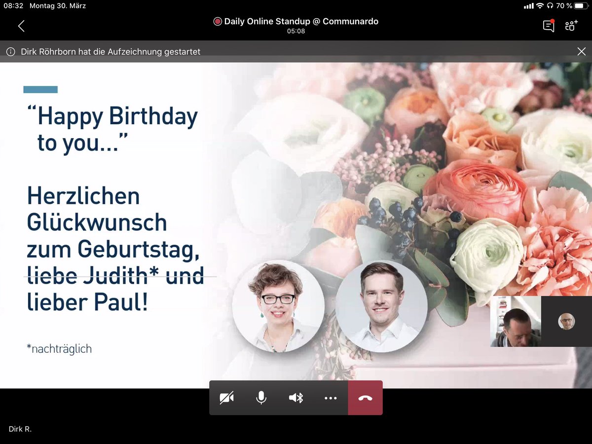 Geburtstag Remote feiern - über 100 Kollegen stimmen im Daily Standup zu „Happy Birthday“ an 🎁 - darüber hinaus bieten wir viele weitere Remote Formate für unsere Kunden an - sprechen Sie uns einfach darauf an. <a href="/communardo/">kommunardo</a>