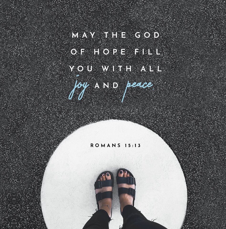 When you have hope in God, He fills you with complete joy and peace. #romans15v13