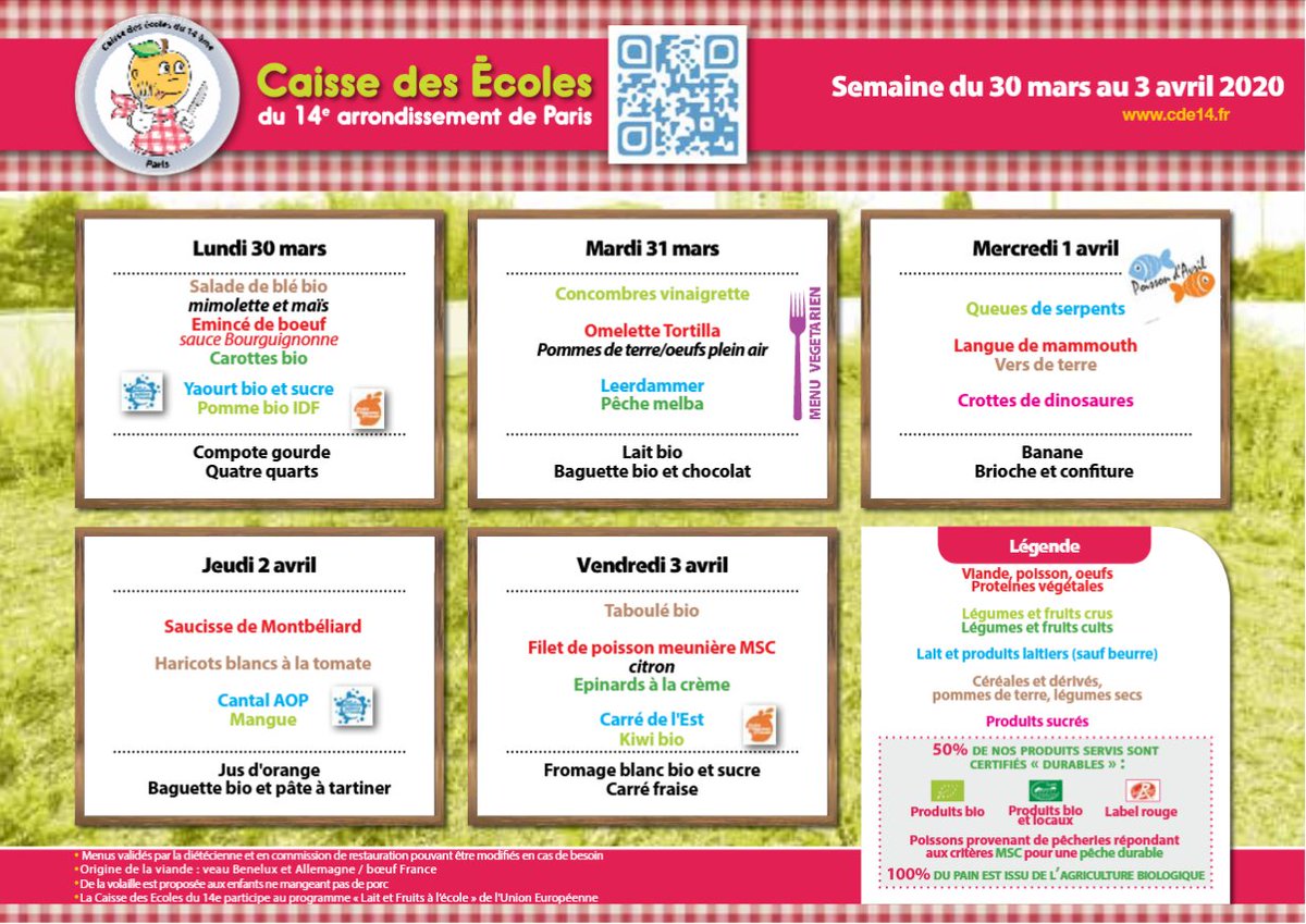 CdE14_75014's tweet photo. Une nouvelle semaine commence !

✅ Nouveauté : Nous vous proposons des idées de menu pour le dîner équilibrés avec les propositions du midi. https://t.co/eyOSkCcaIv