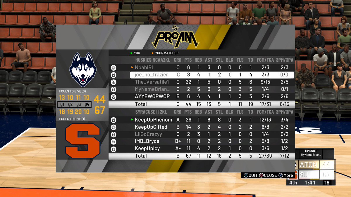SyracuseNCAA2KL's tweet photo. Pre-Season Scrim Wins 🔥🎒🏀 Wednesday can’t come sooner🤫 @2kNCAALeague @KeepUpPhenom @KeepUpGifted @IcyKeep https://t.co/sNrD7F75ha