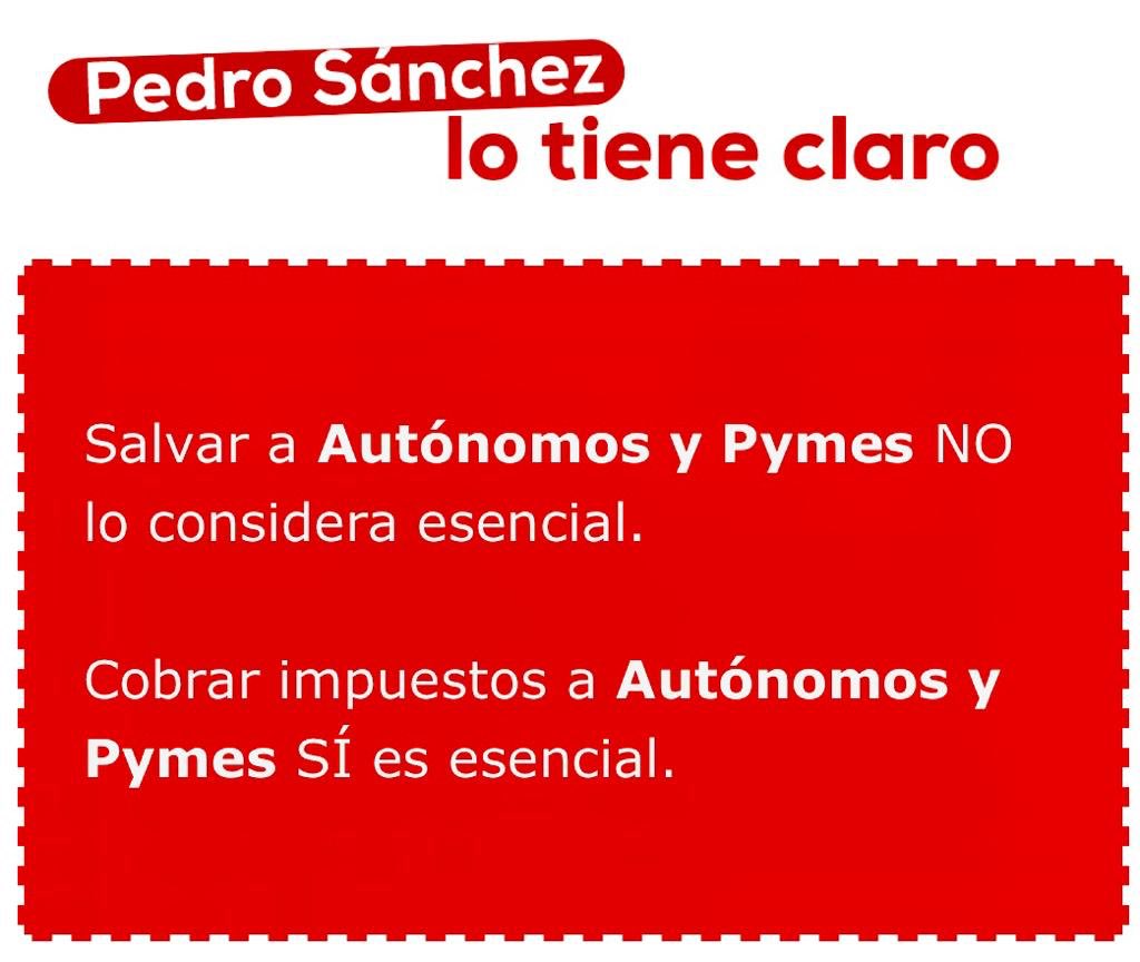 JuanParejoFdez's tweet photo. A cero ingresos, cero impuestos Sr. @sanchezcastejon Salvemos las #pymes y #autonomos https://t.co/7LPV8TO4VA