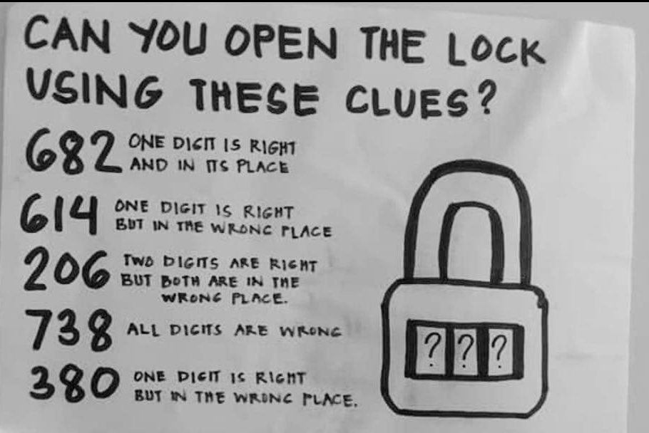 Saw this puzzle from a friend.

What's the correct combination? 🤔