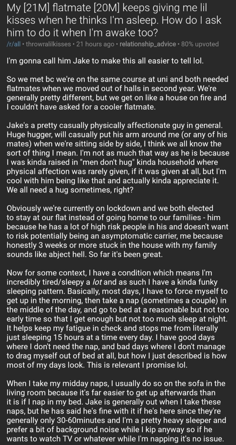 Relationships Txt On Twitter My 21m Flatmate 20m Keeps Giving Me Lil Kisses When He Thinks I M Asleep How Do I Ask Him To Do It When I M Awake Too Https T Co Cggimwc6iv Https T Co Fj4yf2ja5v