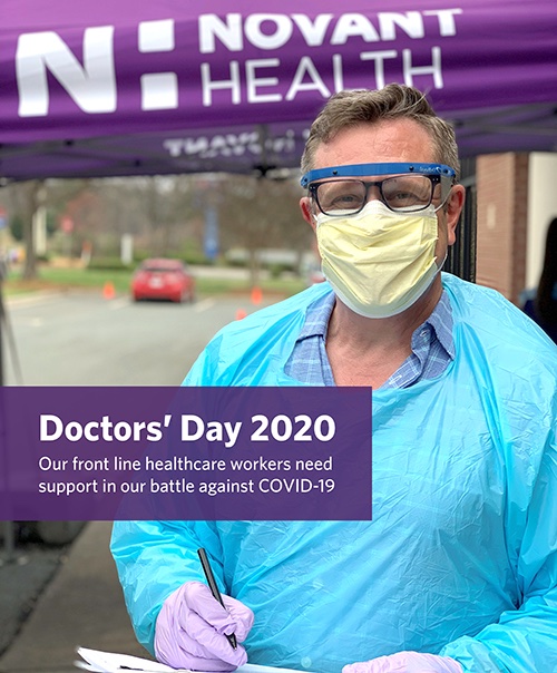 novanthealthfdn's tweet photo. This #DoctorsDay our @NovantHealth physicians are on the frontline of a global epidemic. Now more than ever they need our care and support. To provide support today, visit https://t.co/r73goWUZwF.
#RemarkableCare #COVID19 #FrontLineHeroes https://t.co/iQLV33M8Qh