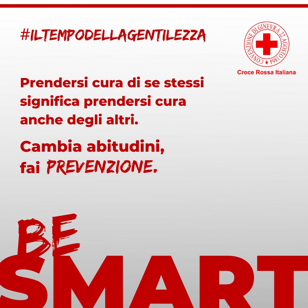 crocerossa's tweet photo. 📍 In questo momento di difficoltà il modo migliore di reagire è essere SMART. Cambiamo le nostre abitudini di oggi per vivere meglio domani. Rispettiamo tutte le norme di sicurezza e facciamo prevenzione. #iltempodellagentilezza #Covid19 https://t.co/9yQGeqhESn