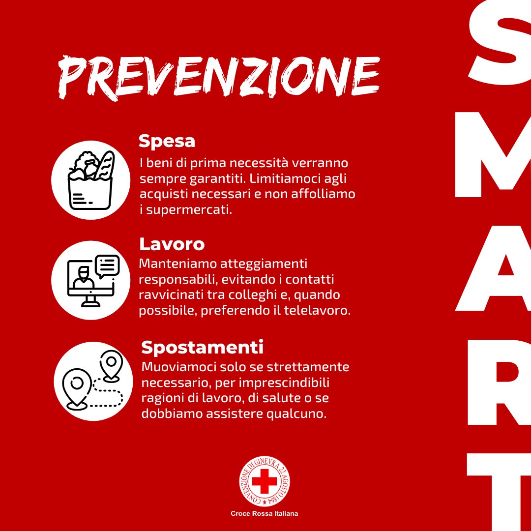 crocerossa's tweet photo. 📍 In questo momento di difficoltà il modo migliore di reagire è essere SMART. Cambiamo le nostre abitudini di oggi per vivere meglio domani. Rispettiamo tutte le norme di sicurezza e facciamo prevenzione. #iltempodellagentilezza #Covid19 https://t.co/9yQGeqhESn