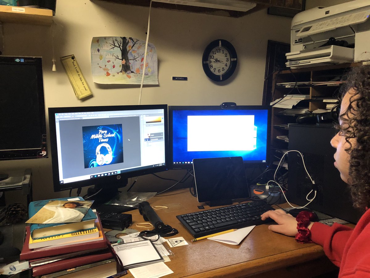jmitchellPCSD's tweet photo. Taking the opportunity to teach my daughter some Photoshop as we collaborated to design the artwork for our new Middle School podcast that we are hoping to debut later this week! @petrotech_pcs @ndamianiPCSD @scott_sdstorms #edtech #peruintech @AdobeForEdu https://t.co/DtCiwgmk89