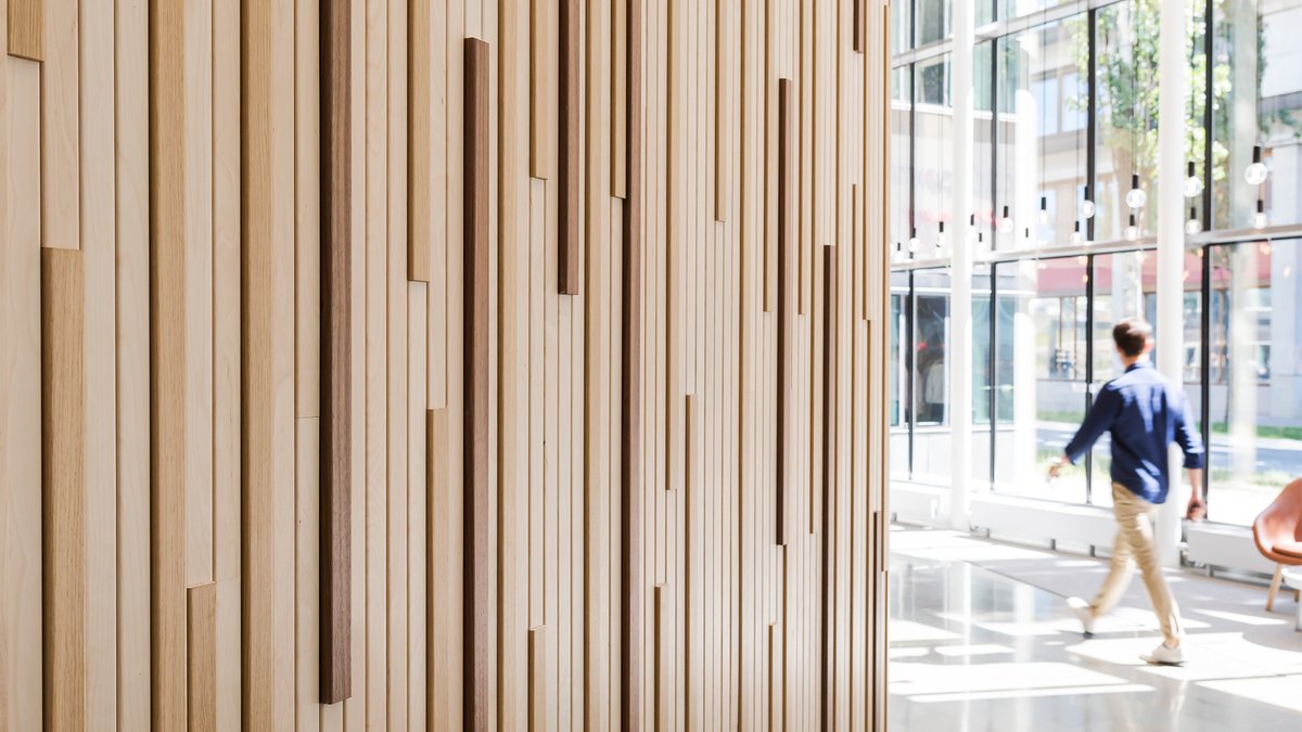 architonic's tweet photo. Create stunning spaces with Gustafs Scandinavia’s Linear Rib System – real wood veneered timber panels - Fire class B-s1,d0. https://t.co/fP1QMHkqRd https://t.co/nLt1TL3jgo