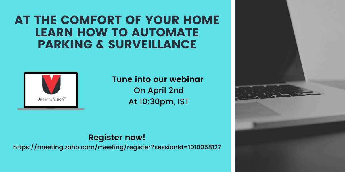 UncannyVisionAI's tweet photo. Learn about automated parking solutions with real world examples and proven solutions.

Register Now!

https://t.co/d8Aip8U61f

#uncannyvison #quarantined #learnfromhome #webinar #learning #elearning #parking #surveillance #registration #fightagainstcoronavirus https://t.co/LcWWUO4EFn