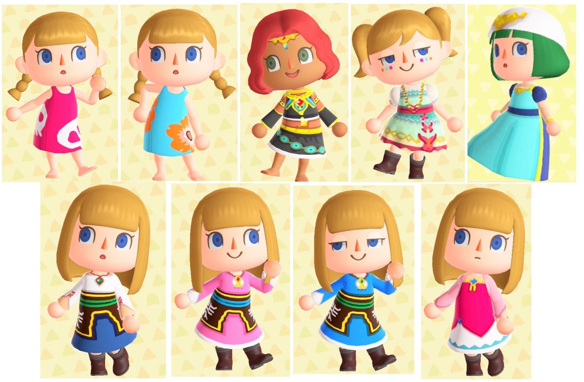 aotw_monicat's tweet photo. 作ったゼルダ、ゼルダのキャラの服たちです！中にはコンセプトアートから作った物もたくさんあります☺️ 3DSから持ってきたもののQRコード貼っときます🙇🏻‍♀️ IDは明日🙌
Here’s all the Zelda clothes I made! Some are from the concept arts:) QR codes from 3DS below. I’ll post the ID tomorrow https://t.co/vApAlKpqfP