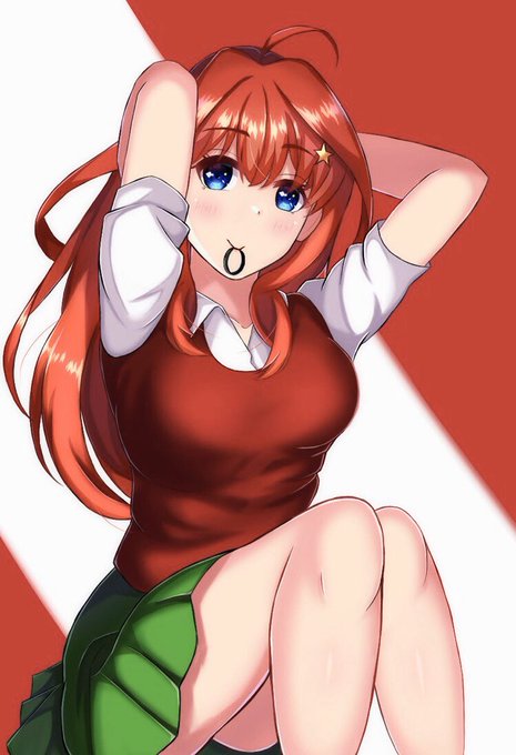 イュウさんがTwitterに投稿した中野五月(五等分の花嫁)のイラスト。